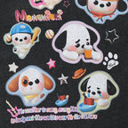 Retro Black Cartoon Washed T-Shirt — front view