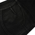Black Print Denim Flare Jeans — fit shot