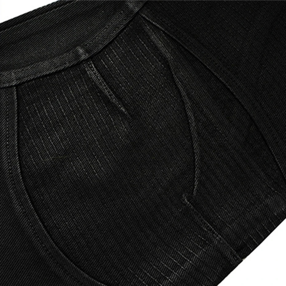 Black Print Denim Flare Jeans — fit shot