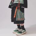 Y2K Patchwork Loose Cargo Shorts — fit shot