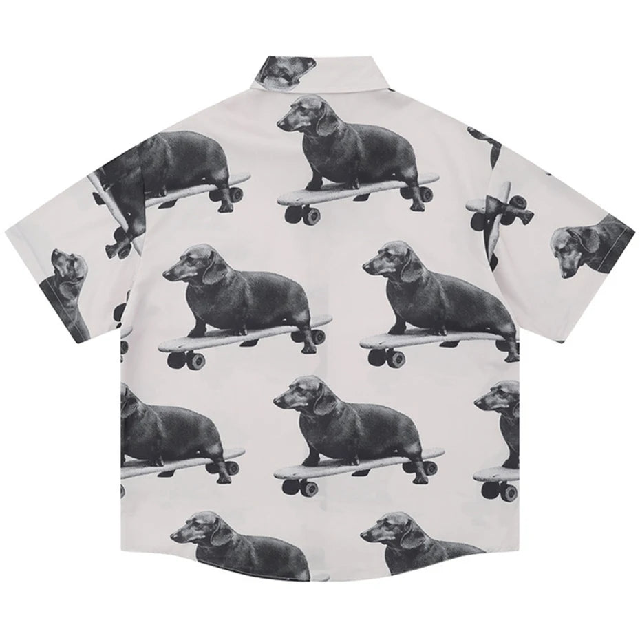 Dog Graphic Loose Shirt — front view