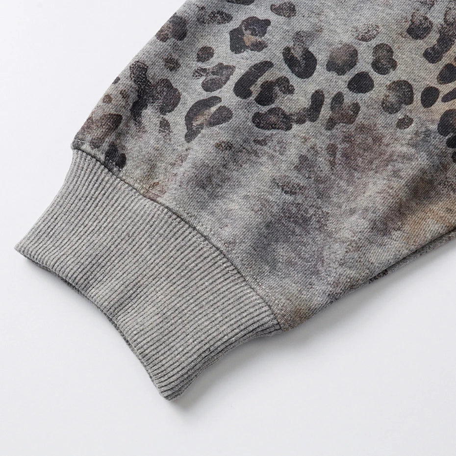 Vintage Leopard Oversized Jacket — fabric close-up
