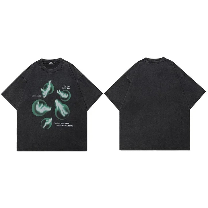 Retro Green Graphic Oversized T-Shirt — side view
