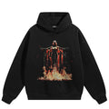 Hooded Retro Graphic Hoodie — fabric close-up