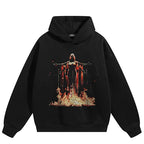 Hooded Retro Graphic Hoodie — fabric close-up