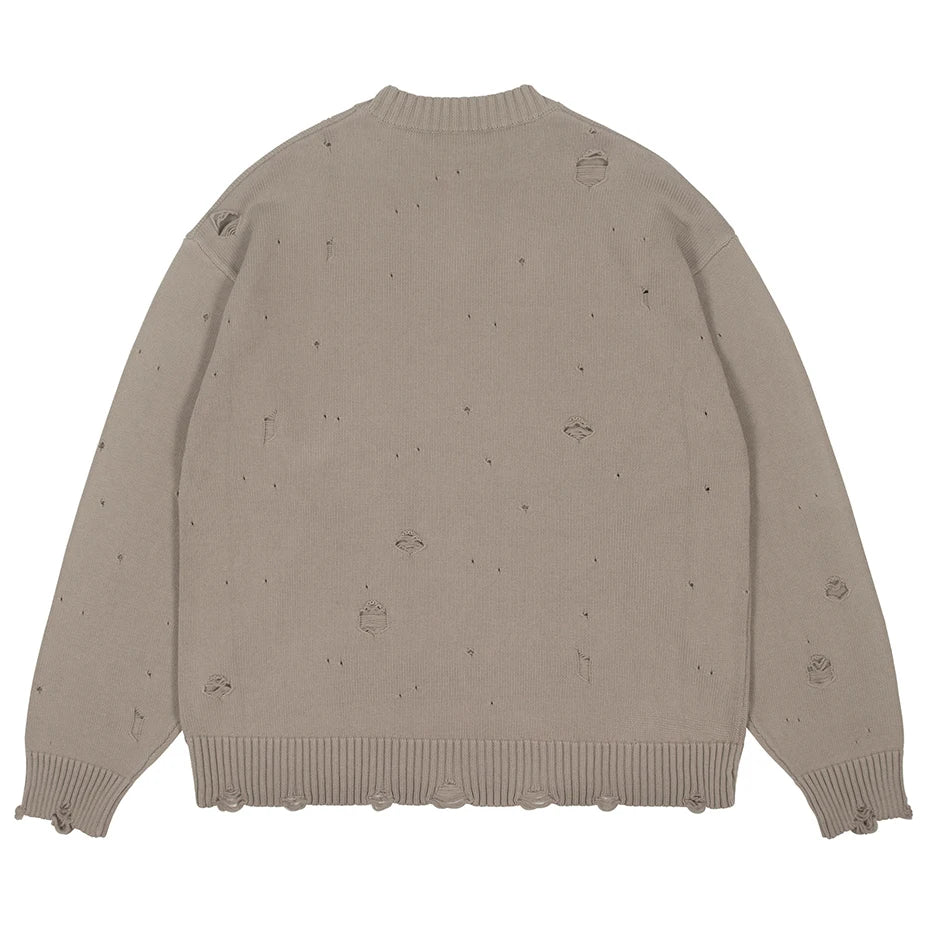 Y2K Black Ripped Knit Sweater — back view