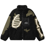 Skull Skeleton Embroidered Fleece Coat — styling shot