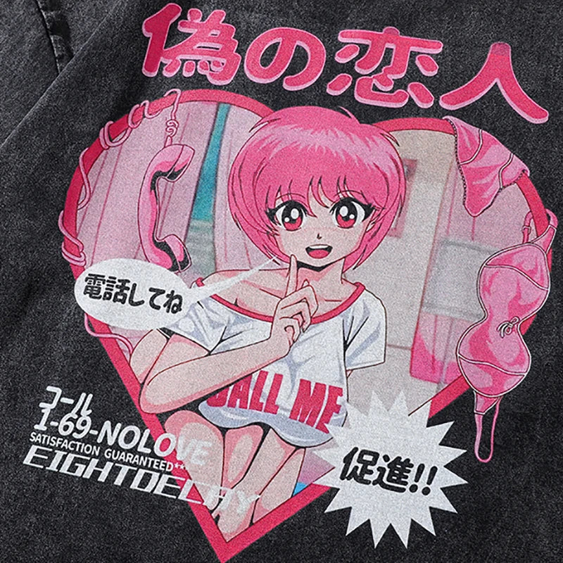 Anime Cartoon Graphic Loose T-Shirt — back view