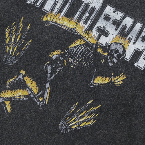 Black Flame Skeleton Washed T-Shirt — front view