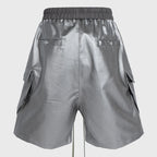 Side Black Loose Cargo Shorts — detail shot