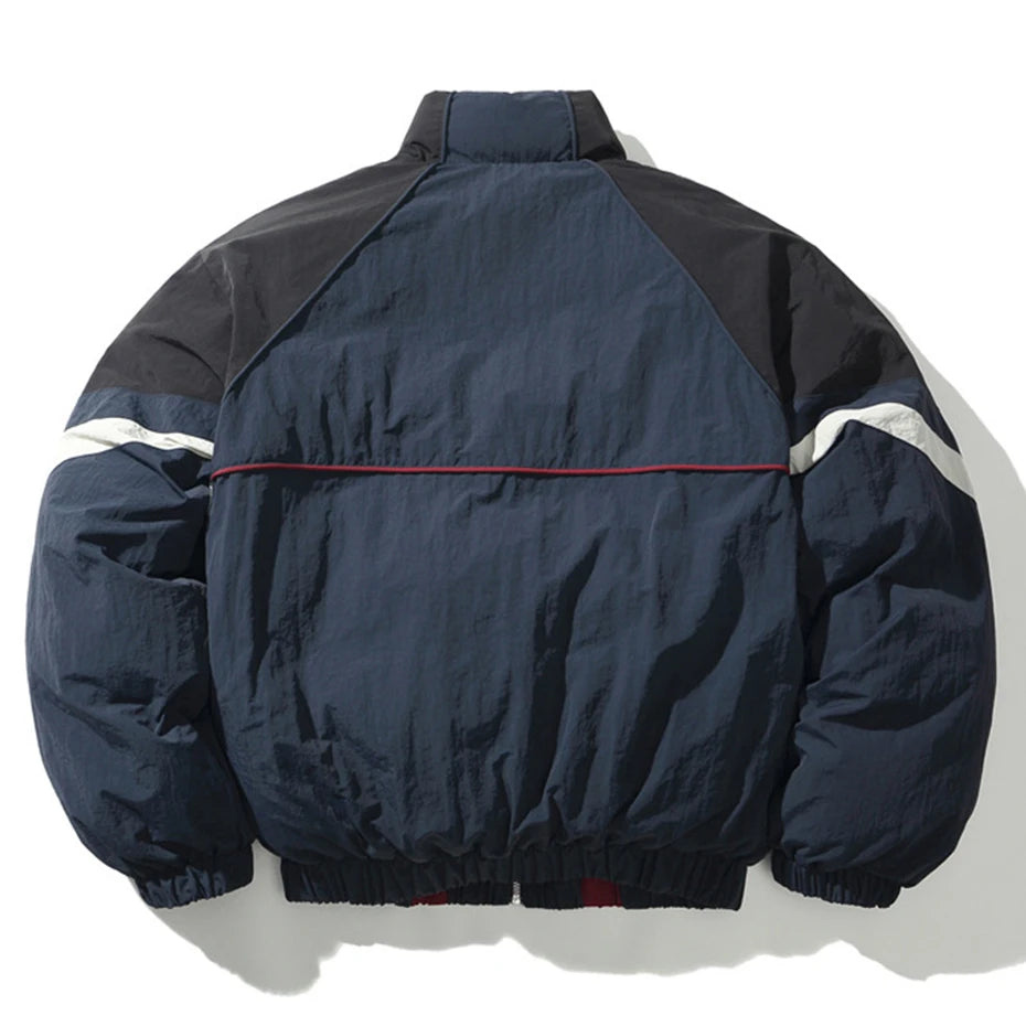Padded Vintage Patchwork Oversized Puffer Jacket — front view