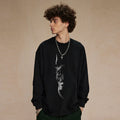 Black Face Doberman Graphic Long Sleeve Tee — front view