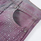 Black Rhinestone Denim Shorts — detail shot