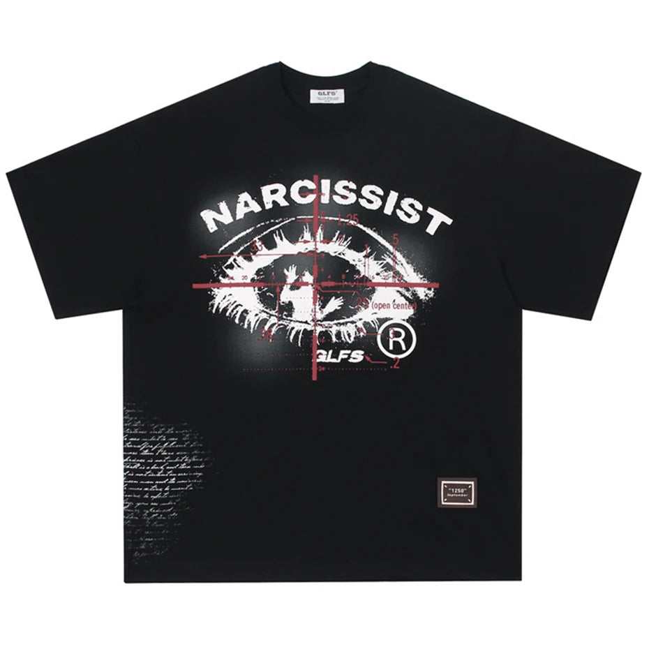 Y2K Black Eye Graphic Loose T-Shirt — styling shot