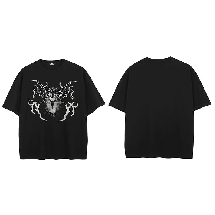 Black Devil Faded T-Shirt — fabric close-up