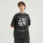 Vintage Retro Black Faded T-Shirt — front view