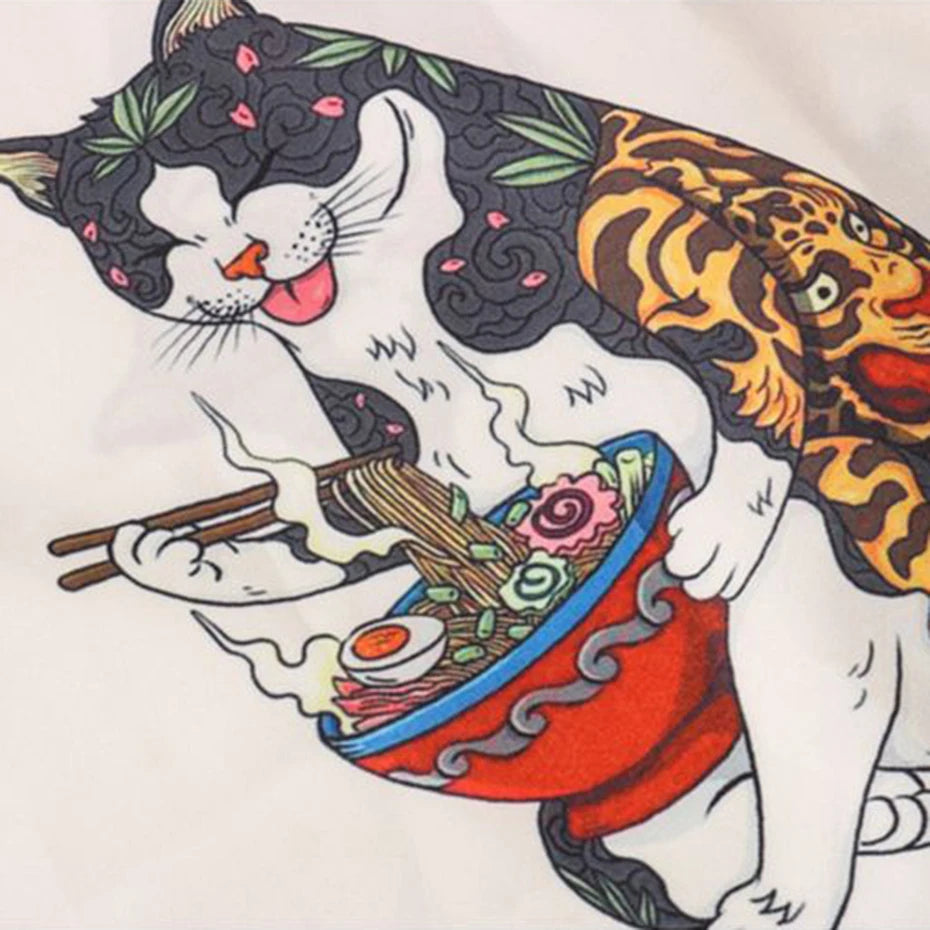 Y2K Cats Print Loose Shirt — back view