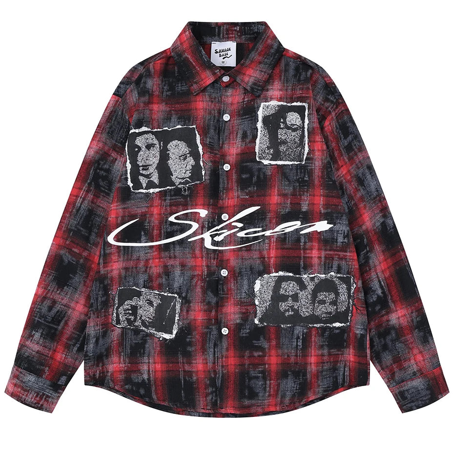Y2K Vintage Plaid Oversized Shirt — styling shot