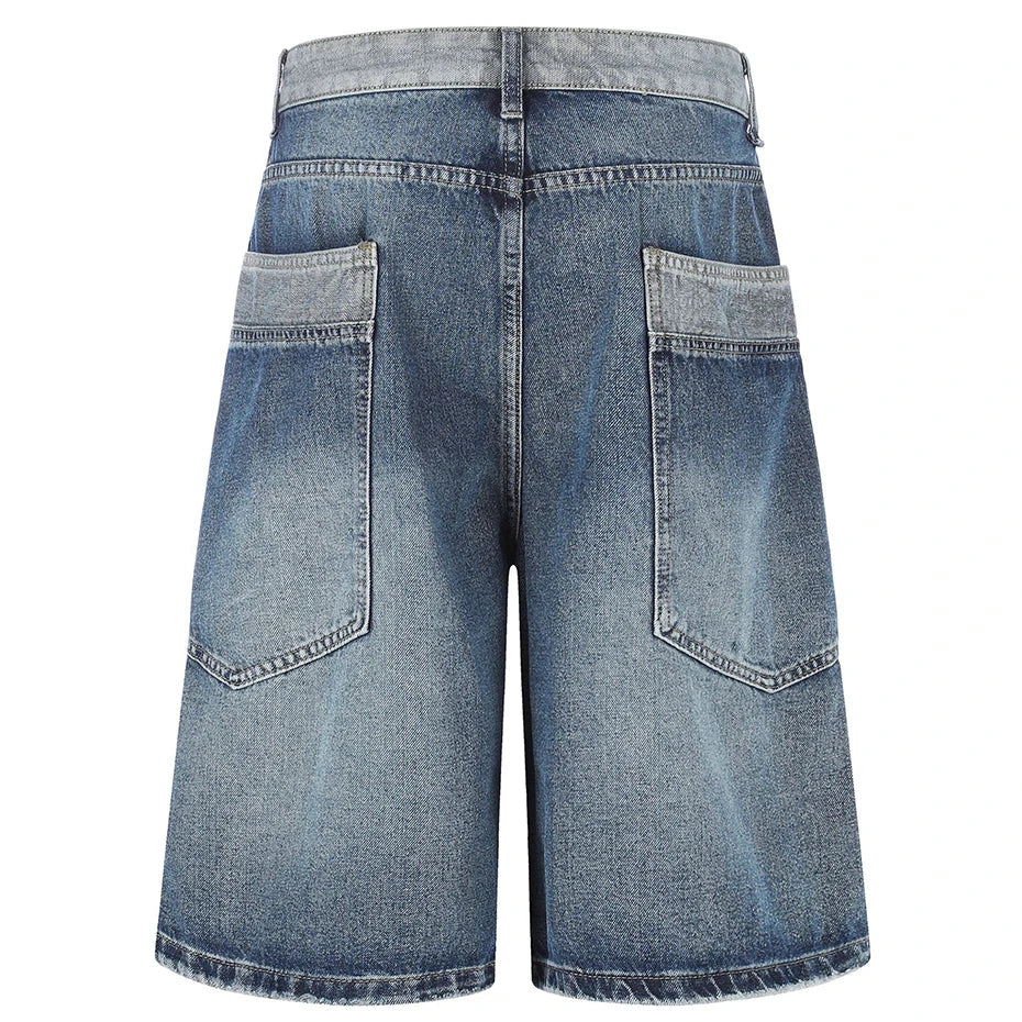 Leg Vintage Loose Denim Shorts — back view