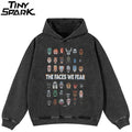 Black Scary Faces Graphic Oversized Hoodie — front view