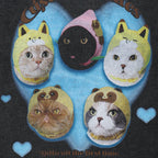 Black Baby Cats Graphic Oversized T-Shirt — front view