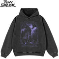 Black Graphic Oversized Hoodie — front view