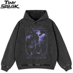 Black Graphic Oversized Hoodie — front view
