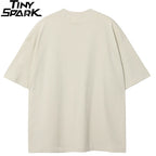 Grunge Beige Skull Graphic T-Shirt — fit shot