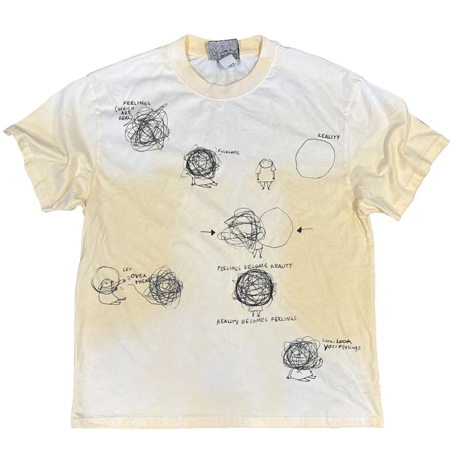 Y2K Tie Dye Graphic Oversized T-Shirt — Style 4 beige