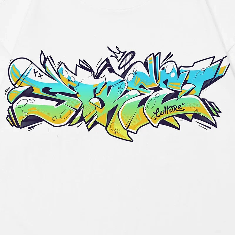 Y2K White Letter Graphic T-Shirt — back view