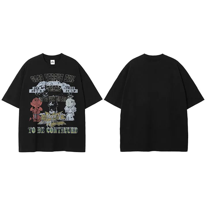 Vintage Black Angel Devil Faded T-Shirt — styling shot