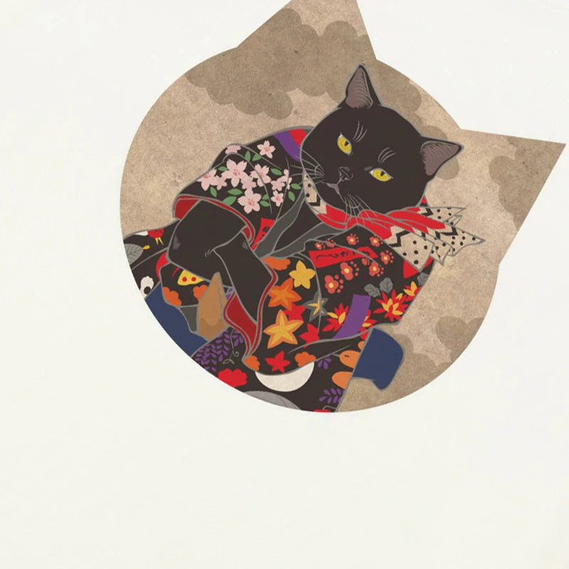 Black Cartoon Cats Graphic T-Shirt — detail shot
