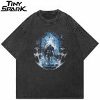 Warrior Retro Black Washed T-Shirt — front view