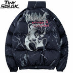 Bear Print Puffer Jacket — front view