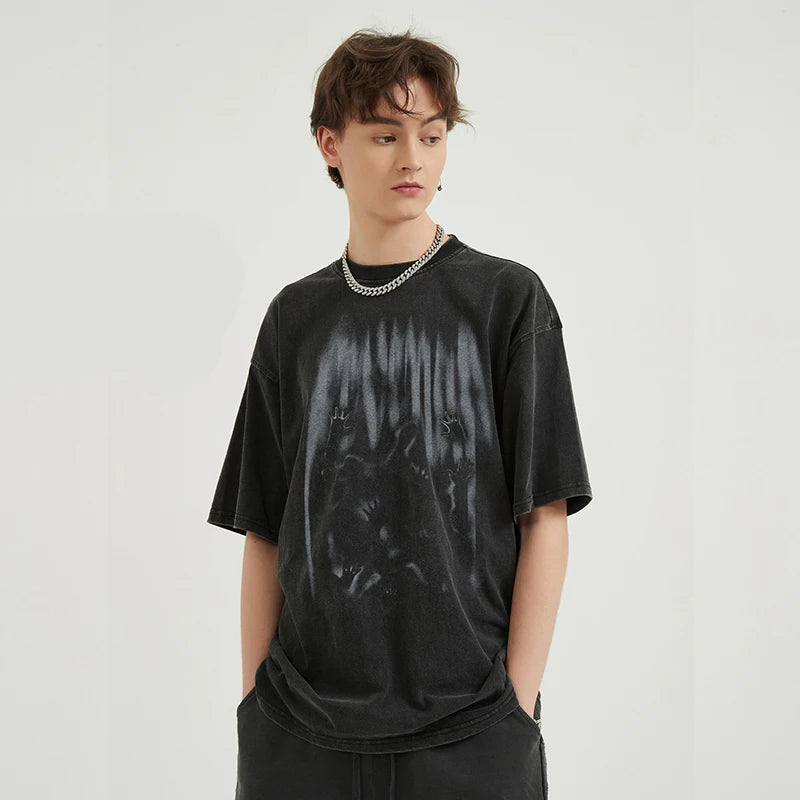 Retro Black Shadow Washed T-Shirt — front view