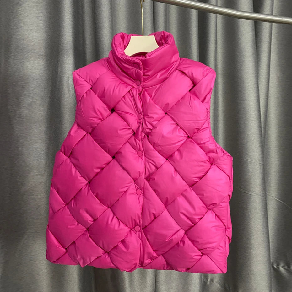 Weave Black Padded Loose Puffer Jacket — close-up