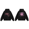 Print Black Graphic Hoodie — fabric close-up