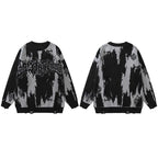 Vintage Letter Ripped Knit Sweater — side view