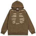 Punk Skeleton Ripped Oversized Hoodie — back view