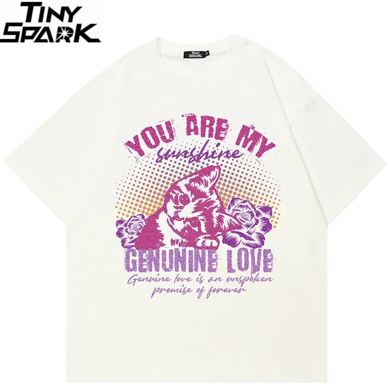 Y2K Beige Graphic T-Shirt — front view