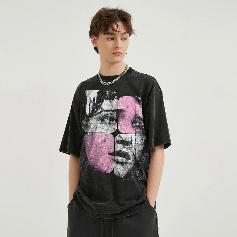 Retro Black Face Washed T-Shirt — detail shot