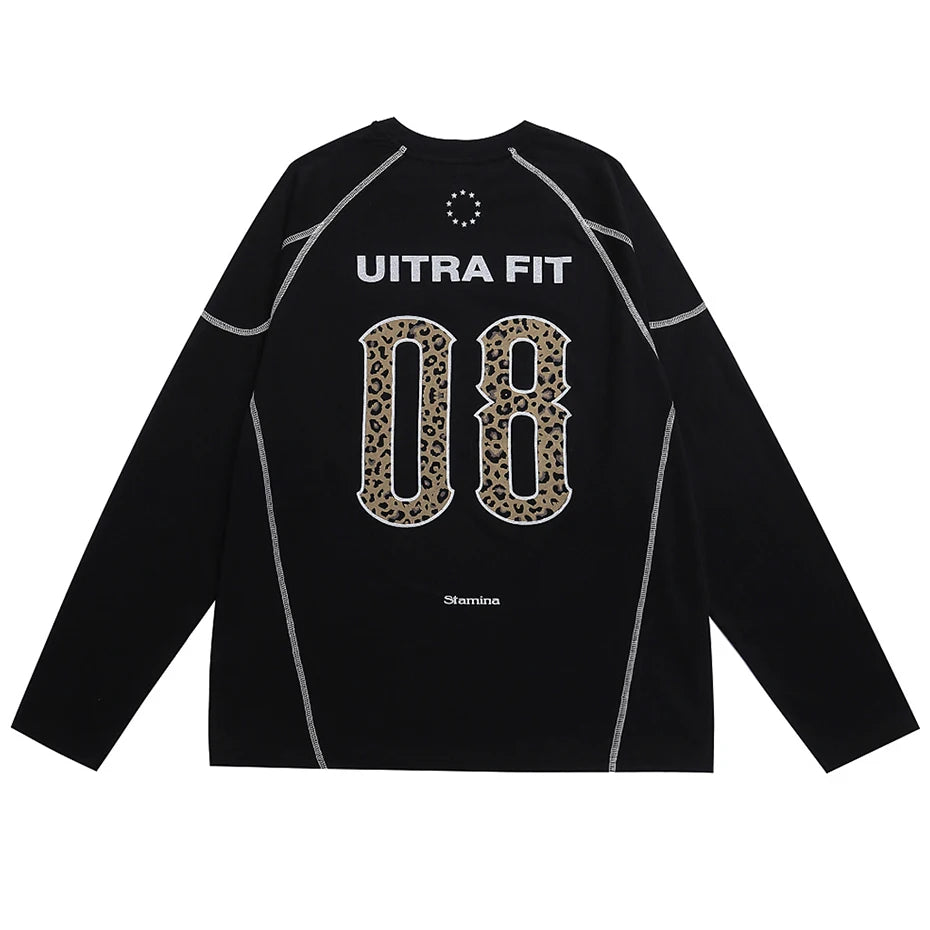 Y2K Black Oversized Long Sleeve Tee — front view