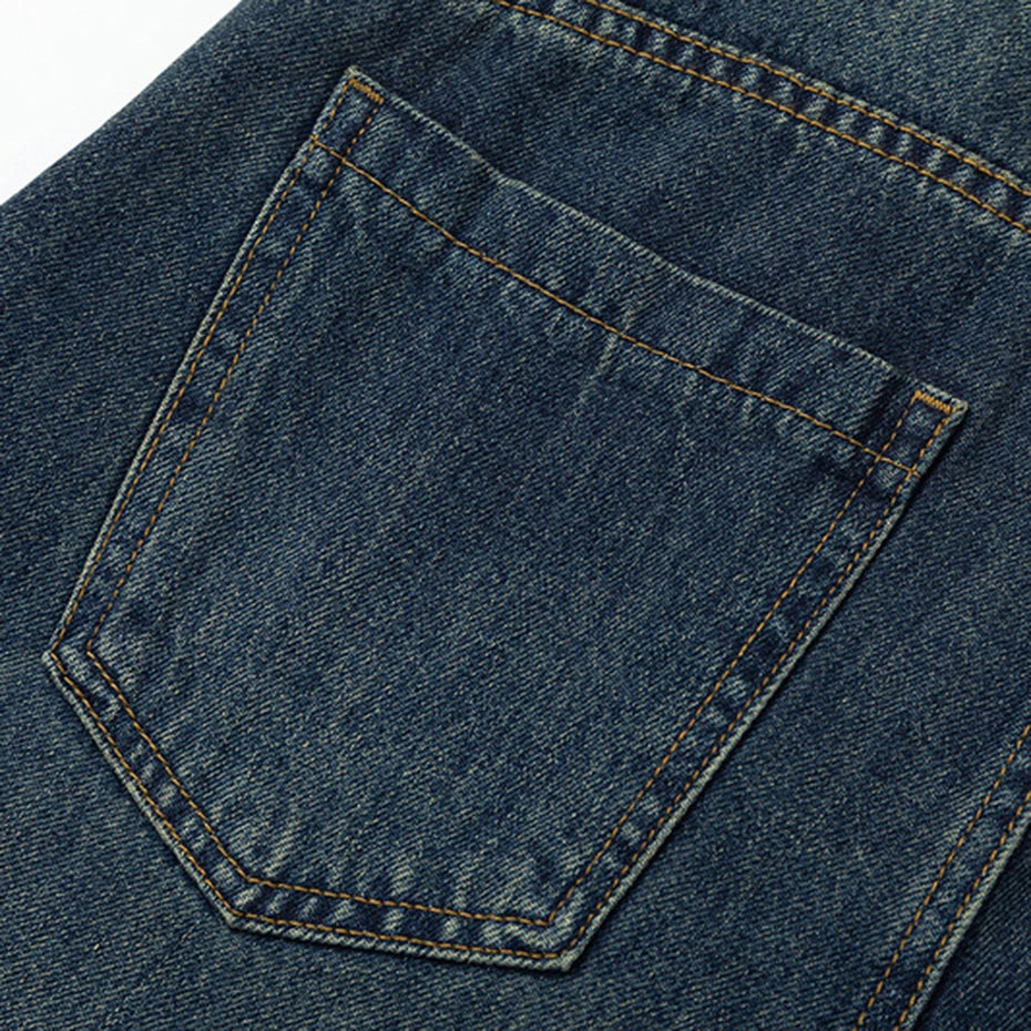 Vintage Blue Denim Wide Leg Jeans — detail shot