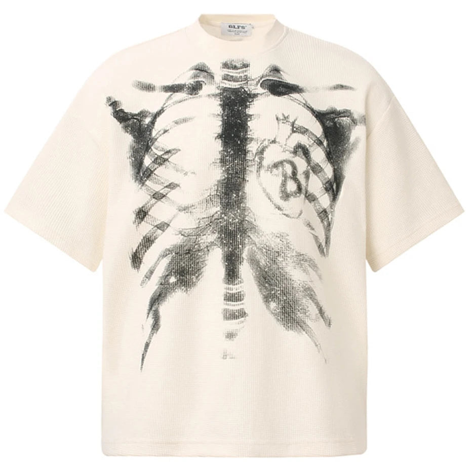 Y2K Black Skeleton Graphic Oversized T-Shirt — back view
