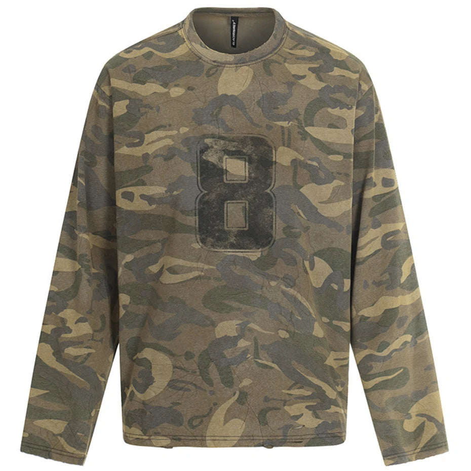 Vintage Camouflage Oversized Long Sleeve Tee — styling shot