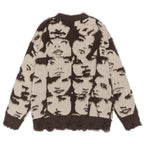 Y2K Face Graphic Knit Oversized Sweater — detail shot