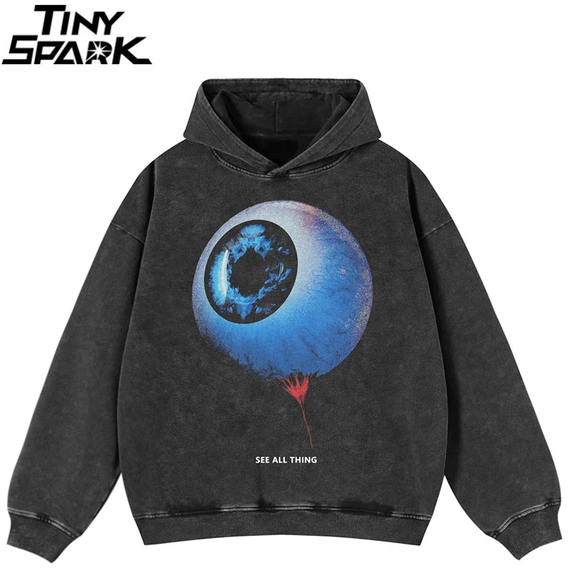 Eye Black Graphic Oversized Hoodie — front view