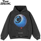 Eye Black Graphic Oversized Hoodie — front view