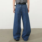 Blue Denim Straight Jeans — back view