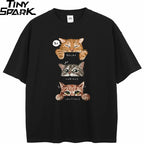 Letter Cartoon Cat Graphic T-Shirt — front view